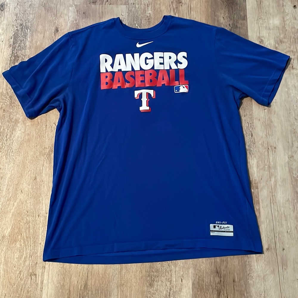 Nike Authentic MLB Collection Rangers Baseball Dri-fit T-shirt XL